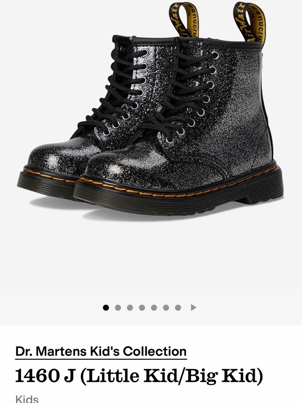 Dr. Martens Kids Iridescent Glitter Lace-Up Boots - Black Multicolor